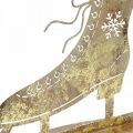 Floristik24 Patim de gelo metálico, decoração de inverno, patim de gelo decorativo, aparência antiga dourada de Natal Alt.22,5 cm