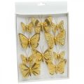 Floristik24 Borboleta de primavera com clipe de decoração de primavera dourada 6cm 10pcs em um conjunto