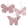 Floristik24 Deco cabide borboleta rosa glitter 8cm 12pcs