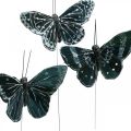 Floristik24 Borboletas de penas preto e branco, borboletas em arame, mariposas artificiais 5,5×9cm 12pcs