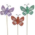 Floristik24 Plugues de flores para decoração de primavera borboletas decorativas de madeira 6 × 8 cm 10 unidades