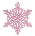 Floristik24 Floco de neve de madeira 8-12 cm rosa/branco 12 unid.