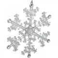 Floristik24 Floco de neve decorativo, decoração de inverno, cristal de gelo para pendurar, Natal H10cm W9.5cm plástico 12 unidades