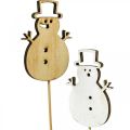 Floristik24 Flor plug decoração de natal boneco de neve madeira 7cm 12uds