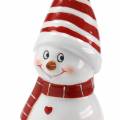 Floristik24 Boneco de neve com boneco pontiagudo de cerâmica 15cm vermelho, branco 2pcs