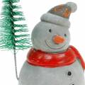 Floristik24 Boneco de neve de Natal com abeto cinza concreto, colorido 9cm - 11cm 4pcs