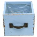 Floristik24 Caixa de plantas gaveta de madeira azul claro gasto 12,5×12,5×10cm