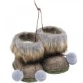 Floristik24 Botas para decoração de árvore de natal com bobble castanho/cinzento 8cm 3uds
