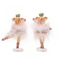 Floristik24 Deco porco com coroa figura de bailarina rosa 12,5cm 2uds