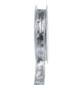 Floristik24 Fita Deco prata com borda de arame 15mm 25m