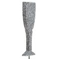 Floristik24 Taça de champanhe com glitter prata 8cm L28cm 24pcs