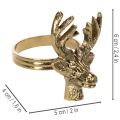 Porta-guardanapo de metal com cabeça de veado em acabamento dourado, 6 cm, conjunto com 4 peças. | Floristik24.pt