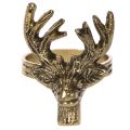 Porta-guardanapo de metal com cabeça de veado em acabamento dourado, 6 cm, conjunto com 4 peças. | Floristik24.pt