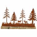 Floristik24 Silhueta de floresta com pátina de animais sobre base de madeira 30cm x 19cm