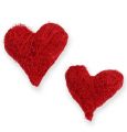 Floristik24 Sisal corações 5-6 cm vermelho 24p