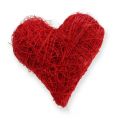 Floristik24 Sisal corações 5-6 cm vermelho 24p