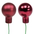 Floristik24 Mini bola de natal vermelha, bagas de espelho de vidro rosa Ø20mm 140p