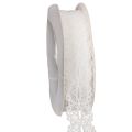 Floristik24 Fita decorativa de algodão com padrão de renda em rolo para trabalhos manuais e decoração, 25 mm de largura, 10 m de comprimento.