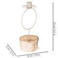 Castiçal com base em madeira de bétula e anel de metal, 20 cm | Floristik24.pt