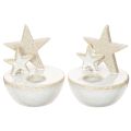 Floristik24 Castiçais de cerâmica em formato de estrela, decoração natalina, 11 cm, 2 peças.