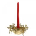 Floristik24 Castiçal decoração natalícia com anjos Dourado Ø18cm