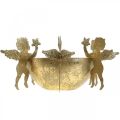 Floristik24 Castiçal decoração natalícia com anjos Dourado Ø18cm