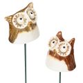 Floristik24 Coruja decorativa de cerâmica para plantas, 26 cm, 2 peças.
