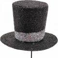 Floristik24 Véspera de Ano Novo chapéu cilindro deco plugue deco glitter 5cm 12uds
