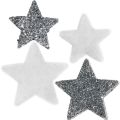 Floristik24 Decoração de dispersão estrelas de Natal cinza/preto Ø4/5cm 40p