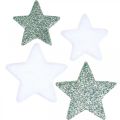 Floristik24 Decoração dispersa de Natal estrelas espalhadas verde branco Ø4/5cm 40 unidades