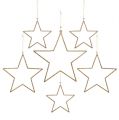 Floristik24 Conjunto de estrelas para pendurar ouro, mica 17-32cm