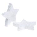 Floristik24 Estrelas brancas 6,5 cm com mica 36 unidades