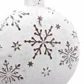 Floristik24 Estrela suspensa decorativa e bola de árvore de Natal com flocos de neve de metal branco Ø9,5 / 7,6 cm A10 / 9,2 cm 4 unidades