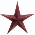Floristik24 Estrela de purpurina para pendurar Borgonha Ø30cm