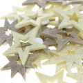 Floristik24 Estrelas decorativas para artesanato amarelo, espuma de borracha marrom 4cm 36 unidades