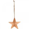Floristik24 Pingente de estrela, decoração de Natal, decoração de metal cor de cobre 9,5 × 9,5 cm 3 unidades