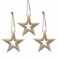 Floristik24 Estrelas de madeira para pendurar Madeira de manga 10,5-11,5 cm 8pcs