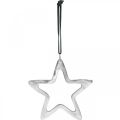 Floristik24 Estrela de metal para pendurar, decoração do Advento, pingente de Natal em prata 14 × 14cm