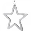 Floristik24 Estrela de metal para pendurar, decoração do Advento, pingente de Natal em prata 14 × 14cm