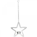 Floristik24 Estrela decorativa para pendurar suporte de luz azul prata 20cm