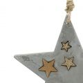 Floristik24 Estrelas de Natal para pendurar em concreto cinza-ouro 11,5 cm 3 unidades