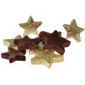 Floristik24 Decoração de estrelas espalhadas mistura decoração de Natal marrom e dourada 4cm/5cm 40pcs
