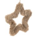 Floristik24 Estrela decorativa para pendurar, feita de pele sintética, 21 cm, conjunto de 4 peças.