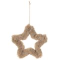 Estrela decorativa para pendurar, feita de pele sintética, 21 cm, conjunto de 4 peças. | Floristik24.pt