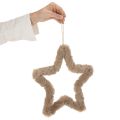 Enfeite decorativo em forma de estrela, em pele sintética, para pendurar, 30 cm, conjunto de 3 peças. | Floristik24.pt