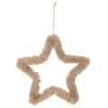 Enfeite decorativo em forma de estrela, em pele sintética, para pendurar, 30 cm, conjunto de 3 peças. | Floristik24.pt