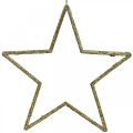 Floristik24 Pingente de estrela de decoração de natal glitter dourado 17,5cm 9uds