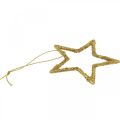 Floristik24 Pingente de estrela de decoração de natal glitter dourado 7,5cm 40p