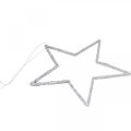 Floristik24 Pingente de estrela de decoração de natal glitter prateado 17,5cm 9uds