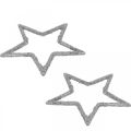 Floristik24 Dispersão decoração estrelas de natal purpurina prata Ø4cm 120p